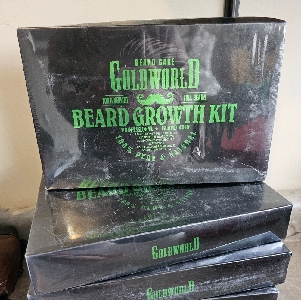 Goldworld Beard Growth & Care Kit Growth Oil, Beard Balm,  Accessories Etc.. NWT - Picture 4 of 4